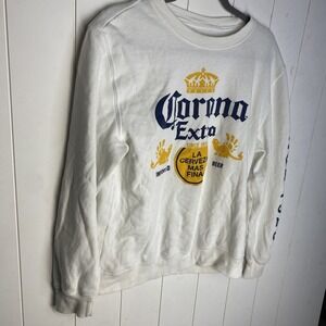 Unisex Corona Extra Mexican Beer White Logo Crewneck Sweatshirt Size S Graphic‎